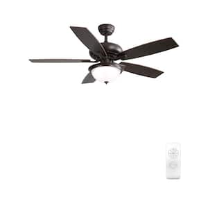 52 in. Indoor Crystal Ceiling Fan With LED Light 3 Speed Wind 5 Plywood Blades Remote Control AC Motor