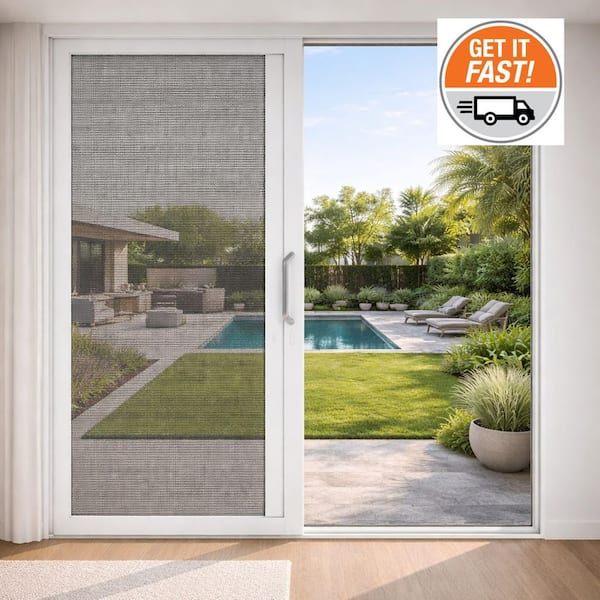 96 in. x 96 in. Matte White Universal Handing Aluminum Sliding Patio Door with Aluminum Frame and Lockset
