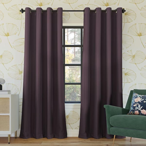 Sun Zero Oslo Theater Grade Fig Polyester 52 in. W x 108 in. L Grommet 100% Blackout Curtain (Single Panel)