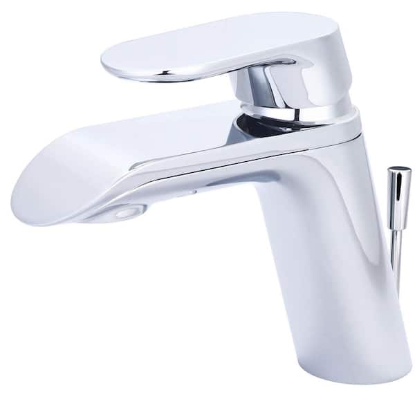 OLYMPIA Single Handle Single Hole Bathroom Faucet with Drain Assembly in Polished Chrome