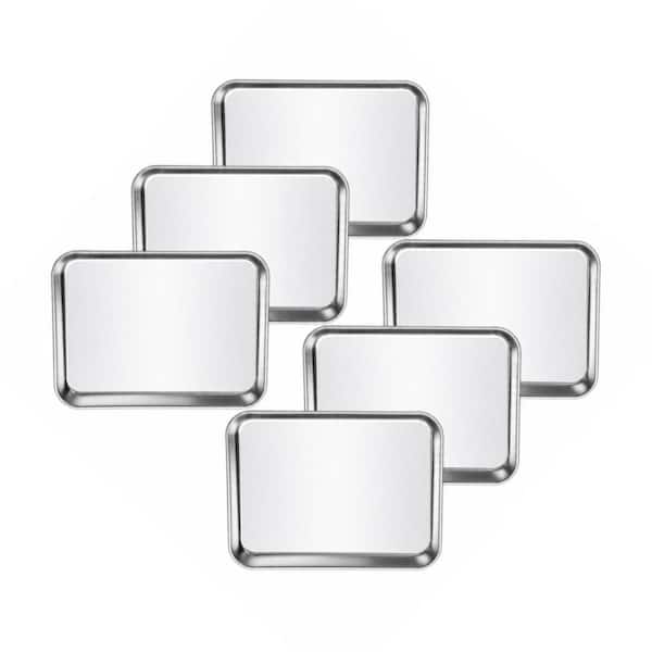 9 in. W x 7 in. D x 1 in. H Stainless Steel Baking Sheet Pan for Toaster, Metal Cookie Sheet and Oven Tray (Set of 6)