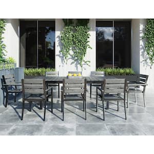 Renava Marina Grey 9-Piece Aluminum Rectangle Outdoor Dining Set