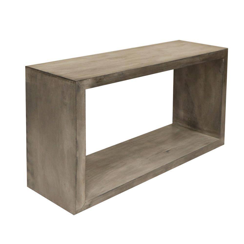 Retro Charcoal Gray 52" Mango Wood Console Table with Open Shelf