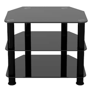 SDC600BB-A TV Stand for TVs UP TO 32-inch, Black Glass, Black Legs