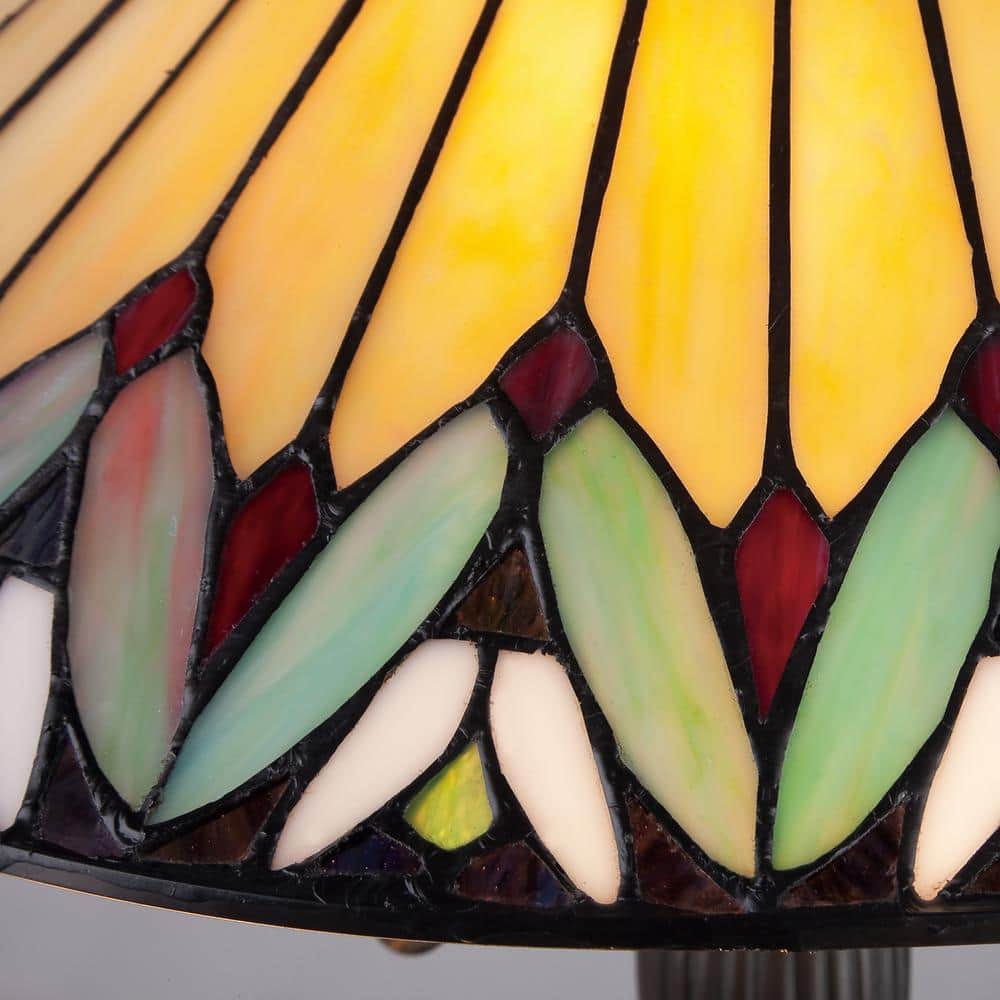 Vintage Bronze Stained Glass Tiffany Style Table Lamp