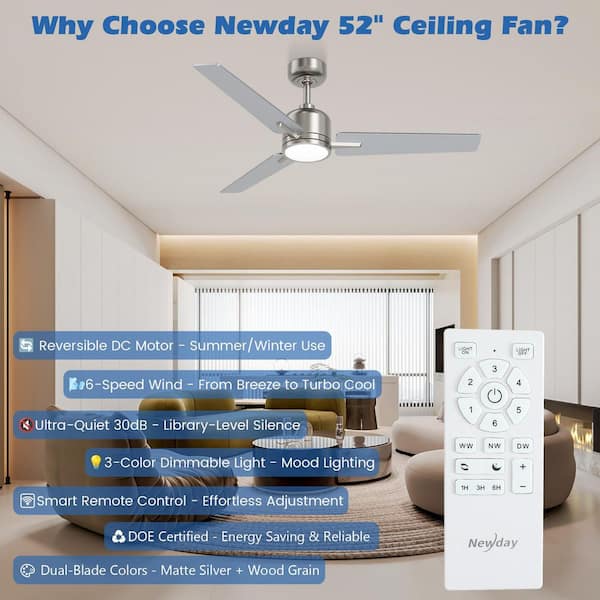 C♡ ZXXC 52 in 5-Blade Downrod Mount Ceiling Fans in Black with