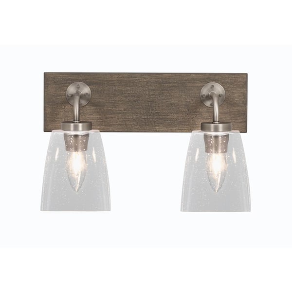 Unbranded Kirby 16 in. 2-Light Graphite and Painted Distressed Wood-look Metal Vanity Light