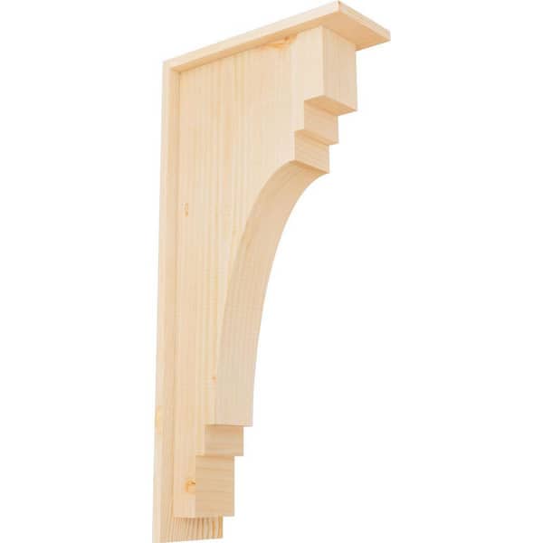 Ekena Millwork 5-1/2 in. x 14 in. x 30 in. Douglas Fir Pescadero Smooth Corbel with Backplate
