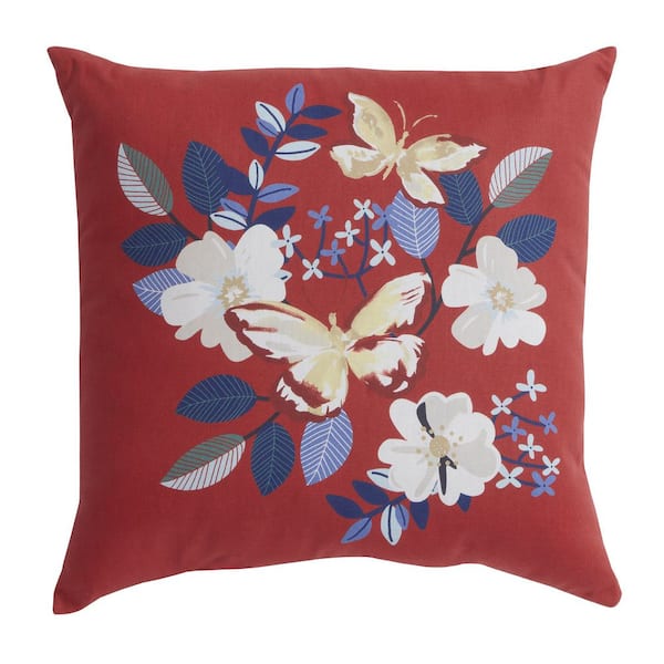 18 in. x 18 in. Outdoor Patio Throw Pillow in Garden Flowers