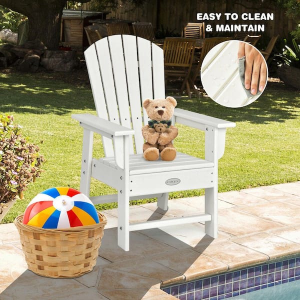 WELLFOR Kids' Only White Plastic Certified Patio Adirondack Chair