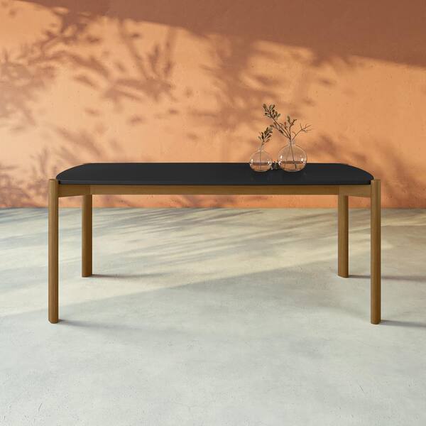 Manhattan Comfort Mid-Century Modern Gales 70.87 Dining Table with Solid Wood Legs in Matte Black Manhattan Comfort Mid-Century Modern Gales 70.87 Dining Table with Solid Wood Legs in Matte Black