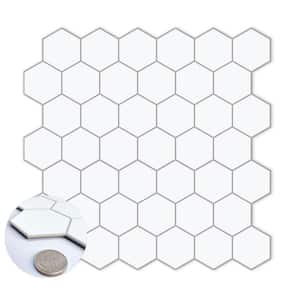 Hexagon 11.42 in. x 11.42 in. White  Peel and Stick Backsplash Stone Composite Wall Tile (10 Tiles, 9.04 sq. ft.)