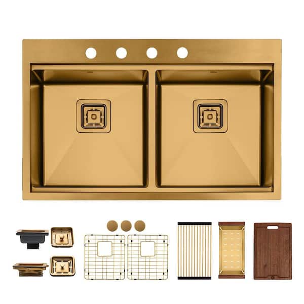 S STRICTLY KITCHEN + BATH 33 in. Drop-In/Undermount Double