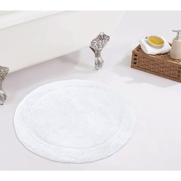 Waterford Collection 100% Cotton Tufted Bath Rug, Machine Wash, 22 in. Round, White