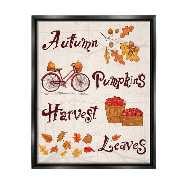 Stupell Industries Autumn Pumpkins Harvest Leaves by Diane Labombarbe 1-Piece Floater Frame Graphic Print Nature Art Print 21 in. x 17 in.