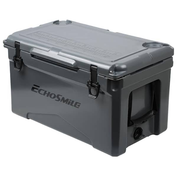 40 qt. Outdoor Gray Insulated Box Cooler with Stretch Lock, Non-Slip Rubber Mat and 4 Handles