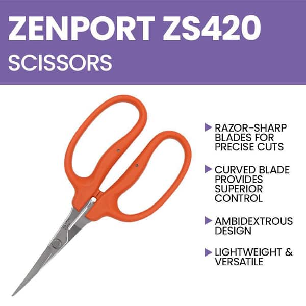 ZENPORT Curved MasaMasa Scissors in Orange ZS420 - The Home Depot
