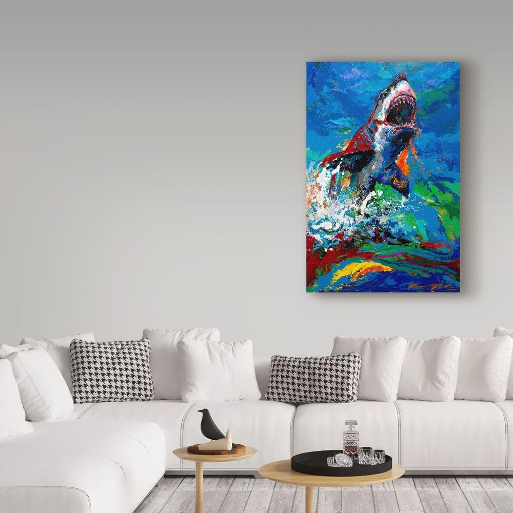 The Lawyer Breeching Great White Shark Canvas Wall Art with Floater Frame