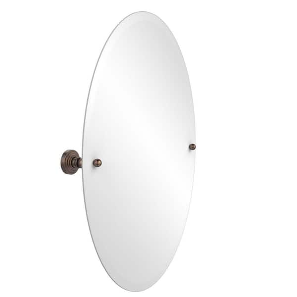 Allied Brass Waverly Place Collection 21 in. x 29 in. Frameless Oval Single Tilt Mirror with Beveled Edge in Venetian Bronze