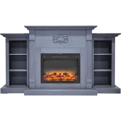 Sanoma 72 in. Electric Fireplace with Enhanced Log Display in Blue