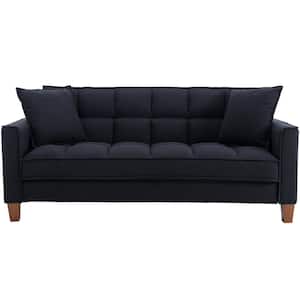 70 in. Square Arm 2-Seater Sofa in Black