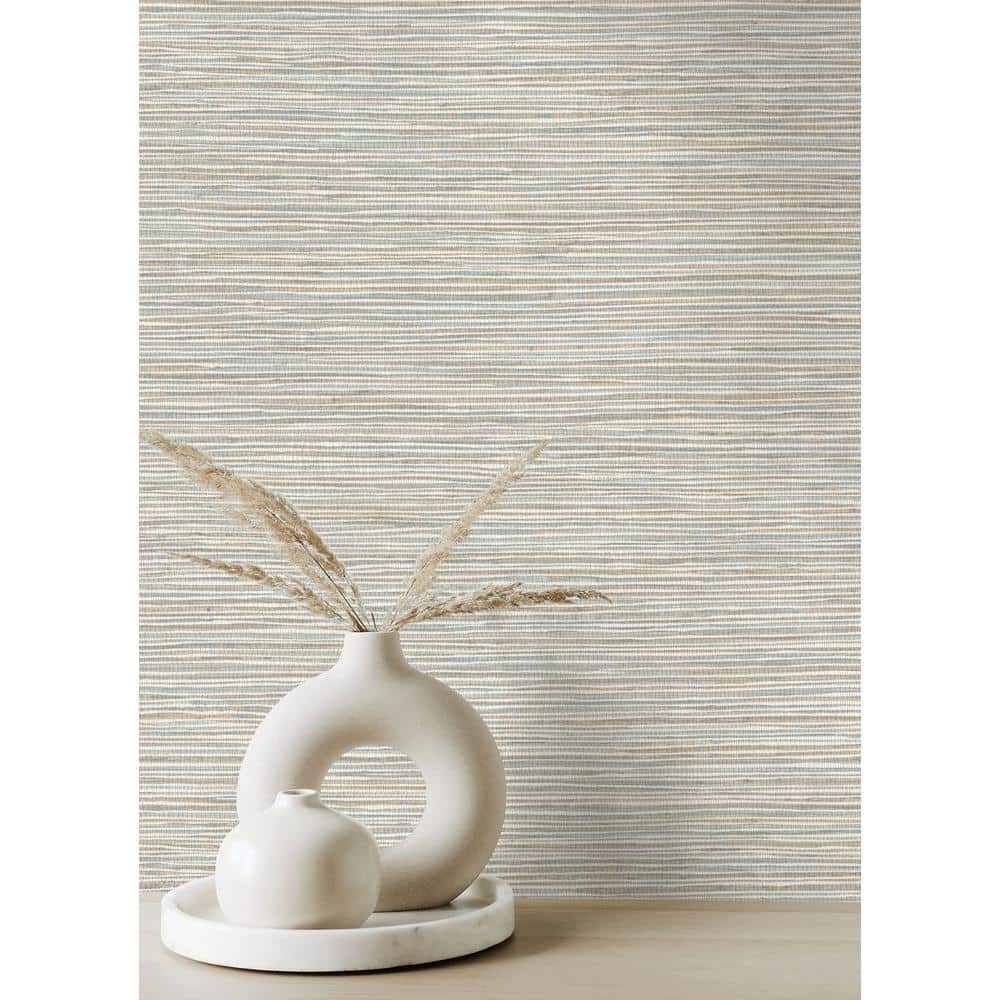 Alton Light Blue Faux Grasscloth 3D Non-Woven Wallpaper