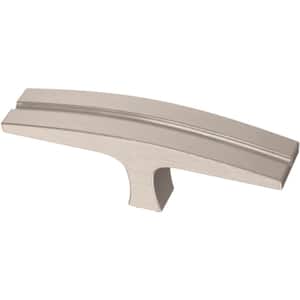 Curved Groove 3 in. (76 mm) Satin Nickel Elongated Bar Cabinet Knob