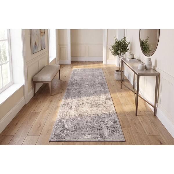 Renaissance Ivory/Grey/Rust 2 ft. 2 in. X 7 ft. 7 in. Oriental Indoor/Outdoor Area Rug