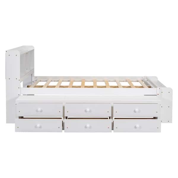 最終値下げ！！Drawer、オフホワイトジレ Harper & Bright Designs White Wood Frame Full Size Platform
