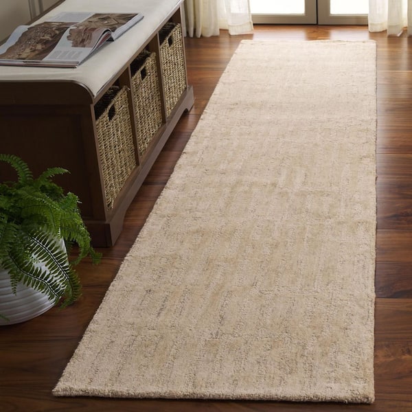 Ebony 2 ft. x 9 ft. Beige Faded Striped Solid Runner Rug