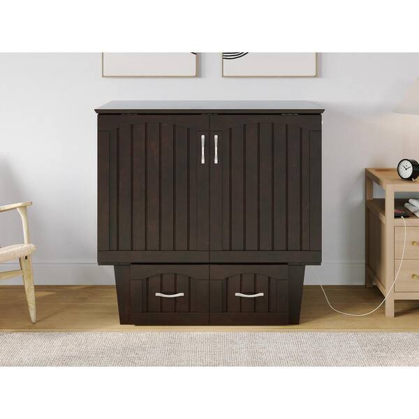 AFI Sydney Espresso Twin Solid Wood Murphy Bed Chest with Storage