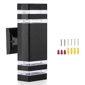 12.2 in. Black Outdoor Hardwired Wall Lantern Modern Cuboid Translucent Sconce with No Bulbs Include