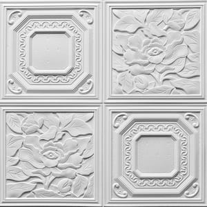Falkirk Jura II 28 in. x 28 in. Peel and Stick Off White Shapes, Flowers PE Foam Decorative Wall Paneling (10-Pack)