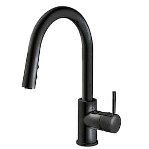 Single Handle Pull Down Sprayer Kitchen Faucet High Arc for 1 or 3 Hole, Black Stainless Steel with Supply Lines