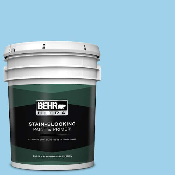 BEHR ULTRA 5 gal. #P500-3 Spa Blue Semi-Gloss Enamel Exterior Paint & Primer