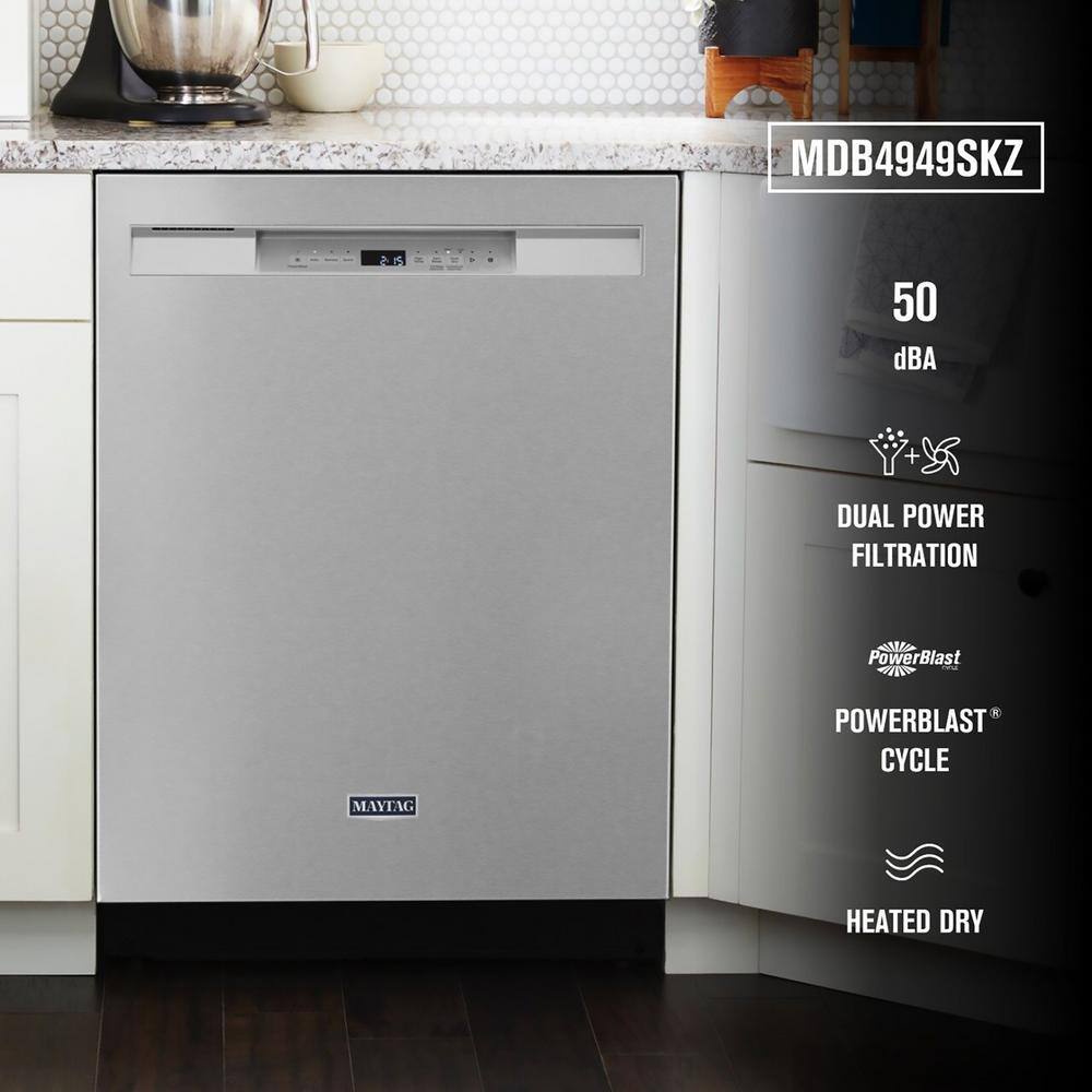 Fingerprint Resistant Stainless Steel Tub Dishwasher with Dual Power Filtration