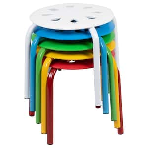 11.5 in. Height Assorted Colors Plastic Nesting Stack Stools (5-Pack)