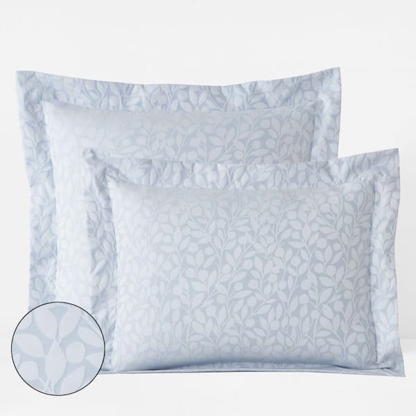 Legends Hotel Jacquard Leaf Blue Shadow Wrinkle-Free Supima Cotton King Sham