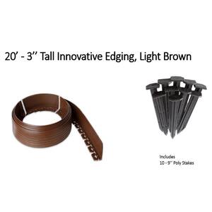 20 ft. L x 2 in. W x 3 in. H Light Brown Tall Resin Innovative Edge No Dig Edging with 9 in. Poly Stakes (10-Quantity)