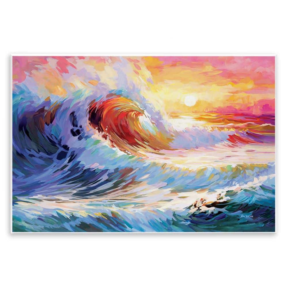 Sunrise over Ocean Wave by Leon Devenice Unframed Coastal Graphic Art Print 13 in. x 19 in. price history on PriceWatchPro