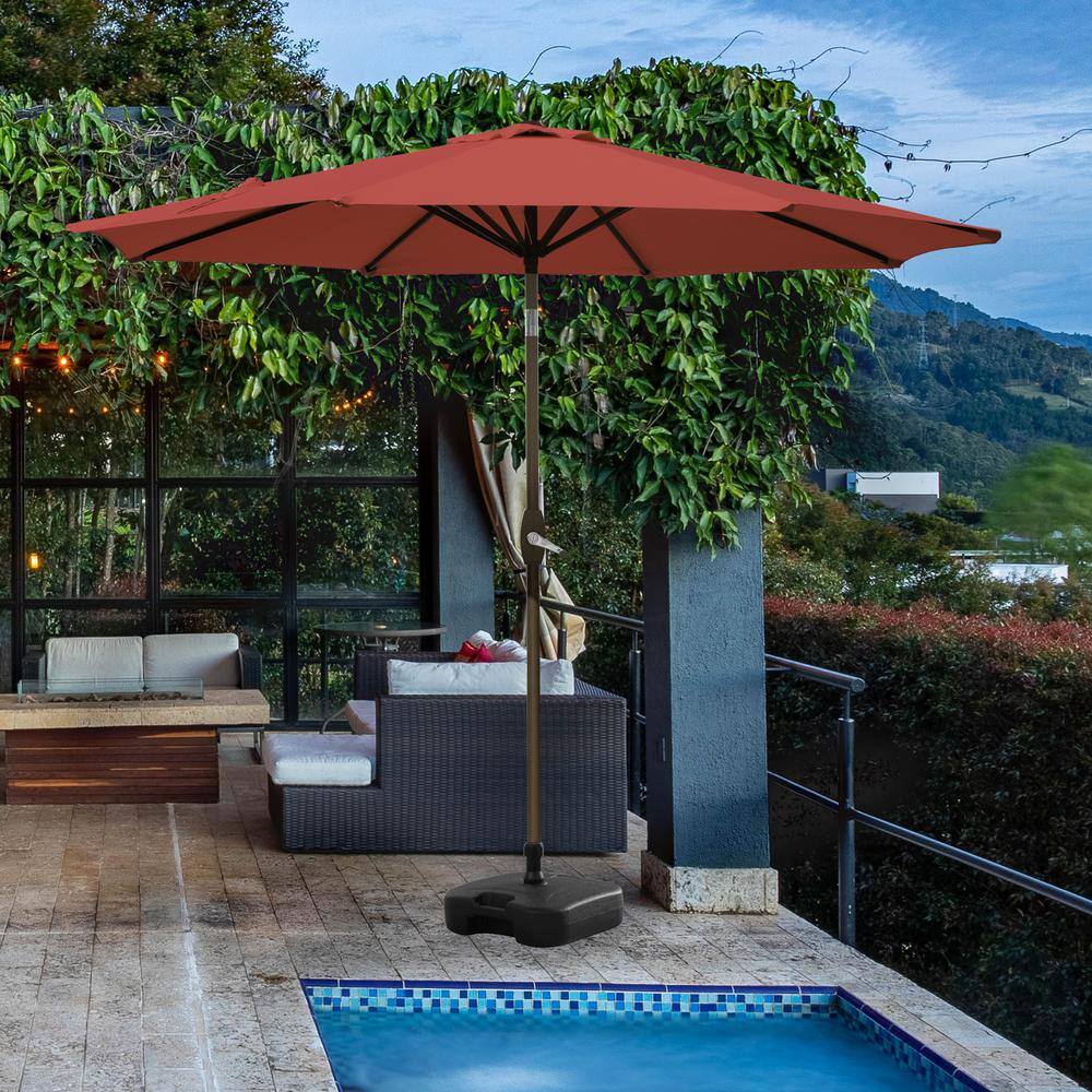 Chroma 9-Foot Red Polyester Garden Patio Umbrella with Steel Frame