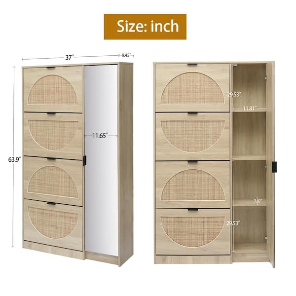 33.4 in. H x 31.5 in. W White Wood Shoe Storage Cabinet