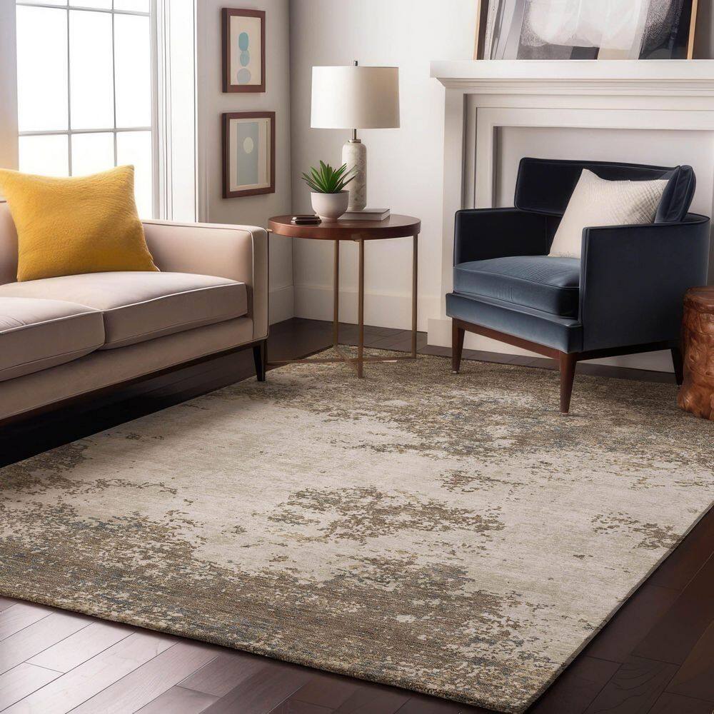 Mayfield Premium Machine Washable Abstract AMF1027 Taupe 3 ft. x 5 ft. Area Rug price history on PriceWatchPro