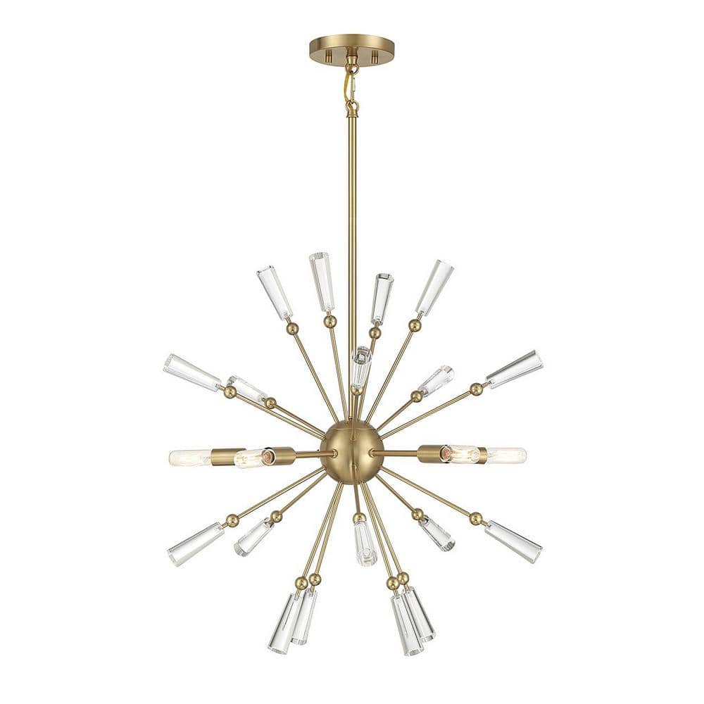 Natural Brass and Crystal 5-Light Sputnik Pendant
