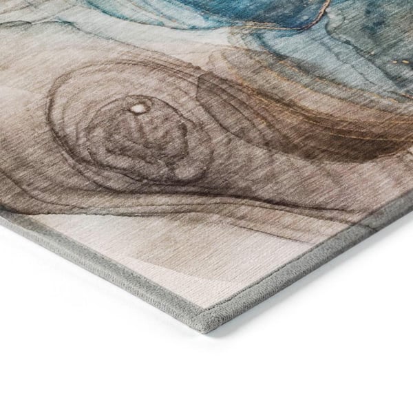 Chantille ACN513 Beige 8 ft. x 8 ft. Round Machine Washable Indoor/Outdoor Geometric Area Rug