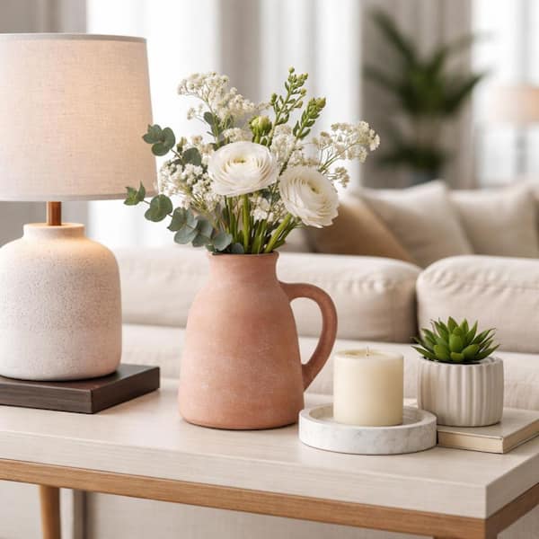 Terracotta Vase with Handle - Light Natural