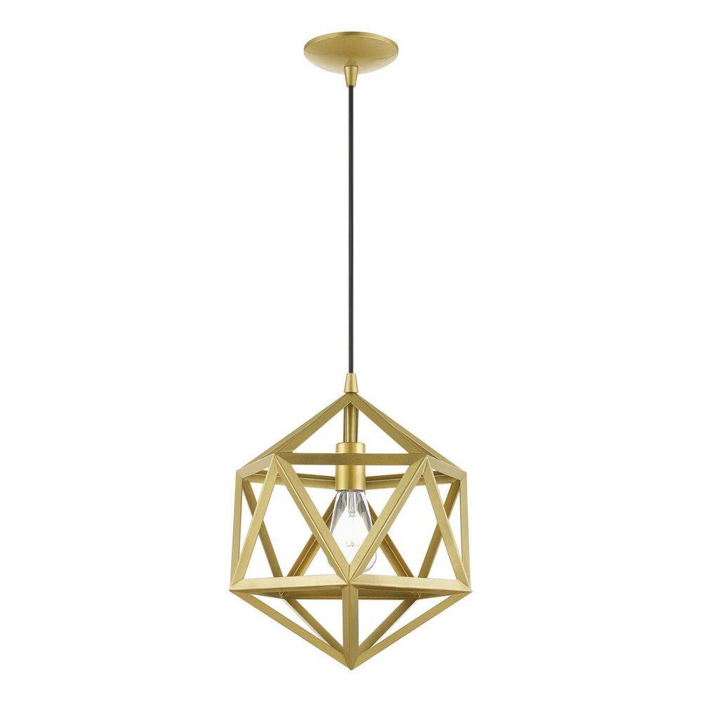 Soft Gold Glass Mini Pendant Light with Metal Shade