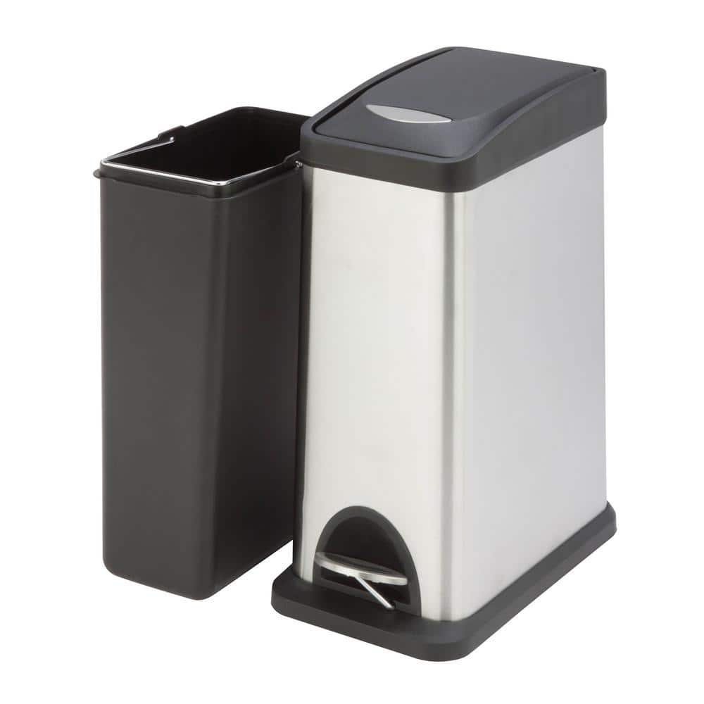 2.1 Gallon Silver Stainless Steel Rectangular Step Trash Can
