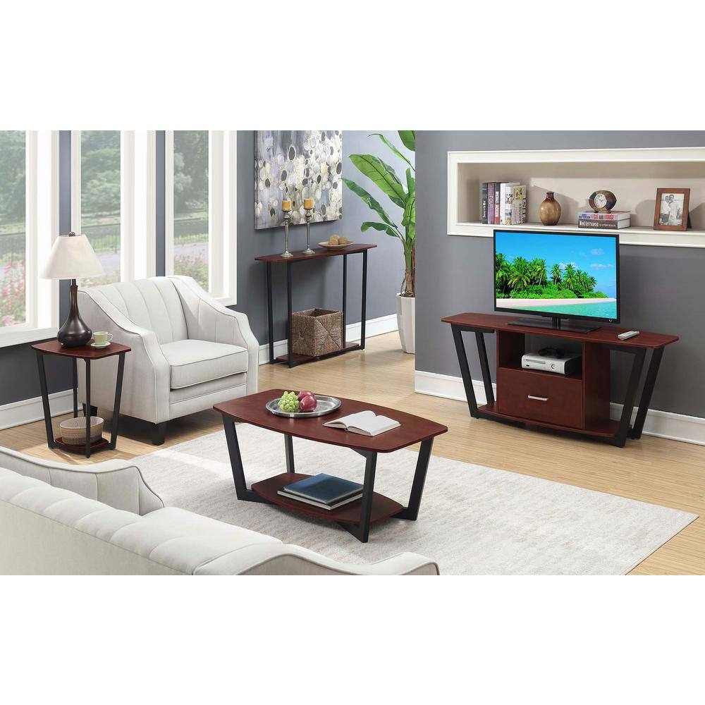 Cherry and Black 58" TV Stand with Cabinet