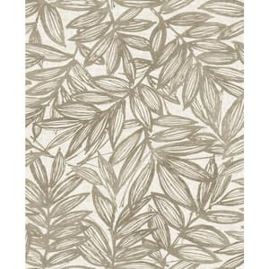 Beige Rhythmic Leaf Wallpaper Sample